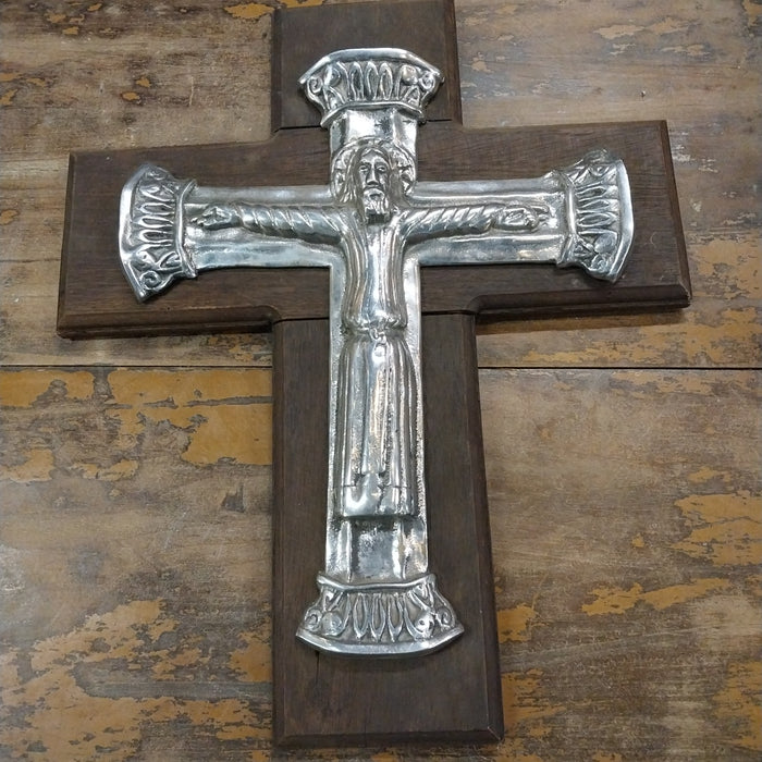 ALUMINUM AND WOOD CRUCIFIX