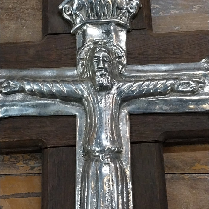 ALUMINUM AND WOOD CRUCIFIX