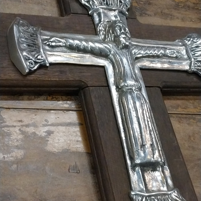 ALUMINUM AND WOOD CRUCIFIX