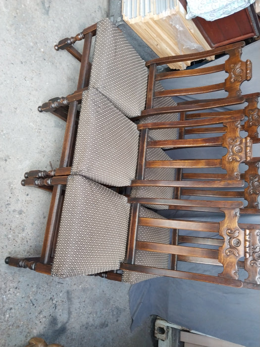 SET OF 6 SLATBACK DARK OAK CHAIRS