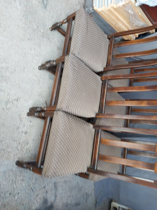 SET OF 6 SLATBACK DARK OAK CHAIRS