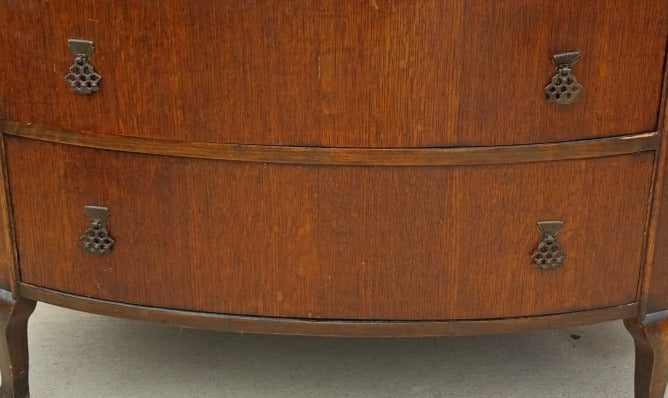 ANTIQUE 1920'S OVAL OAK TWO DRAWER CHEST