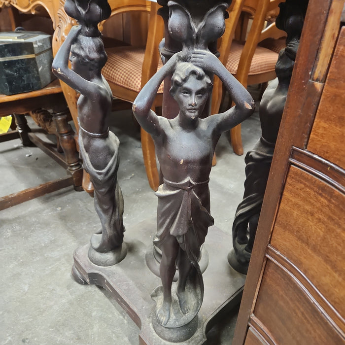 FIGURAL LADIES, DOLPHINS AND CHERUBS MAHOGANY FLOOR LAMP