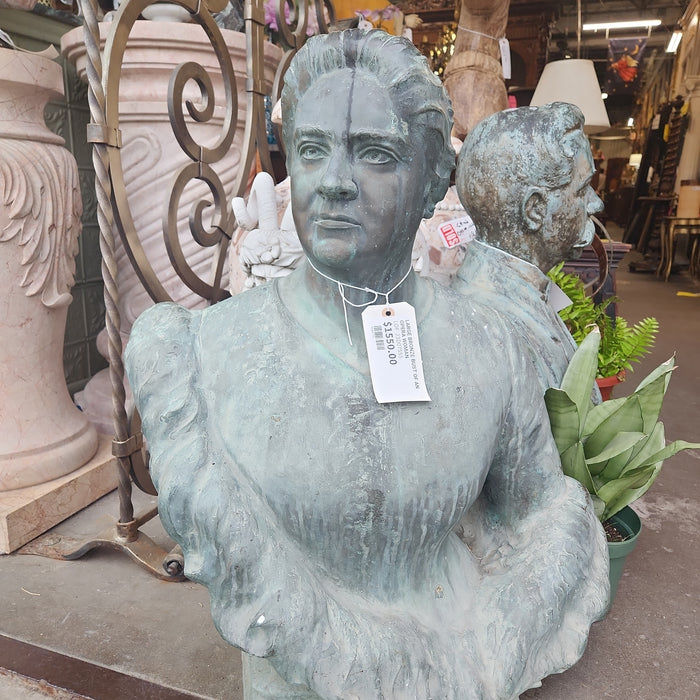 PAIR OF LARGE  BRONZE MAN AND WOMAN  BUSTS