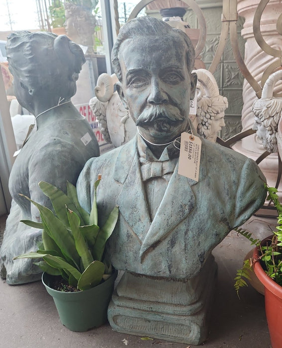 PAIR OF LARGE  BRONZE MAN AND WOMAN  BUSTS