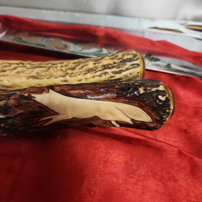 4 PIECE BONE HANDLED CARVING SET