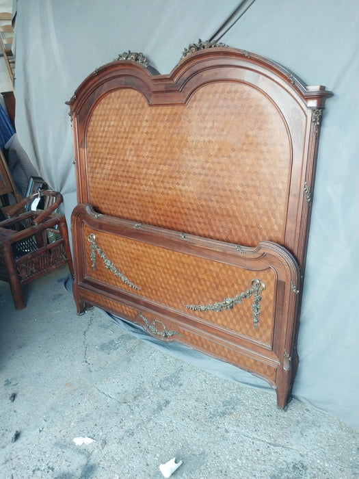 LOUIS XVI DOUBLE ARCH FULL SIZE BED WITH ORMOLU AND INLAY WITH RAILS