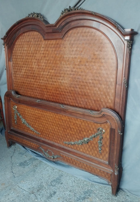 LOUIS XVI DOUBLE ARCH FULL SIZE BED WITH ORMOLU AND INLAY WITH RAILS