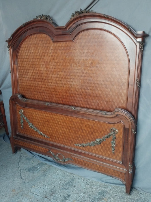 LOUIS XVI DOUBLE ARCH FULL SIZE BED WITH ORMOLU AND INLAY WITH RAILS