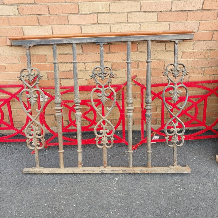 HEAVY CAST IRON PANEL WITHWOOD HAND RAIL