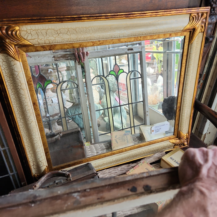 LARGE 33" X 39" CRACKLED FLORENTINE STYLE MIRROR - EACH