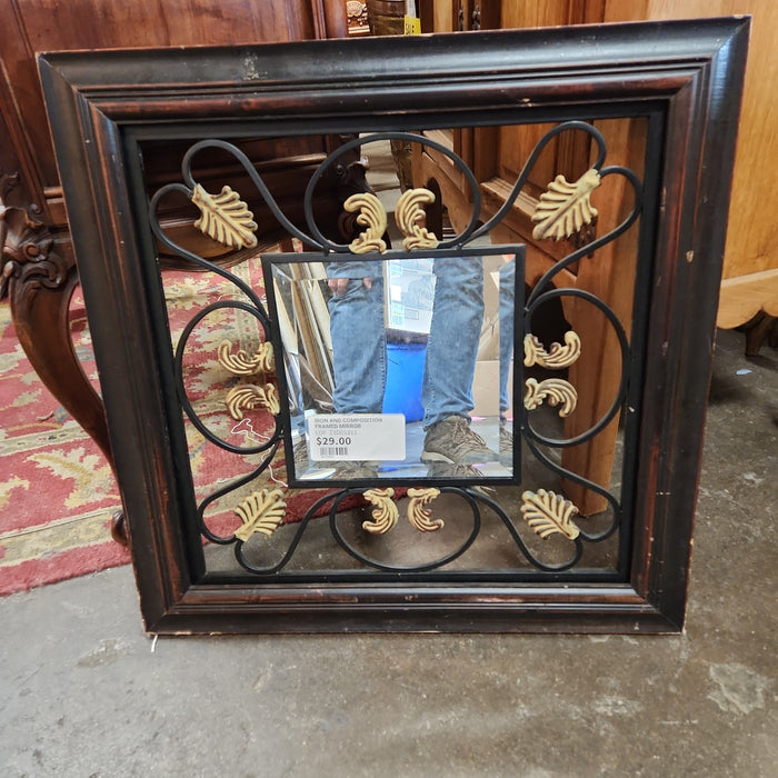 IRON AND COMPOSITION FRAMED MIRROR