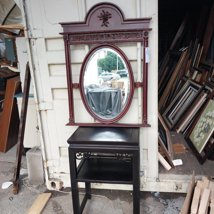 MAHOGANY OVAL ARCHED FRAME MIRROR