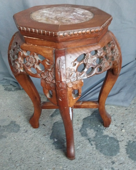 SMALL ASIAN TABORET WITH MARBLE INSET