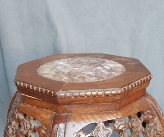 SMALL ASIAN TABORET WITH MARBLE INSET