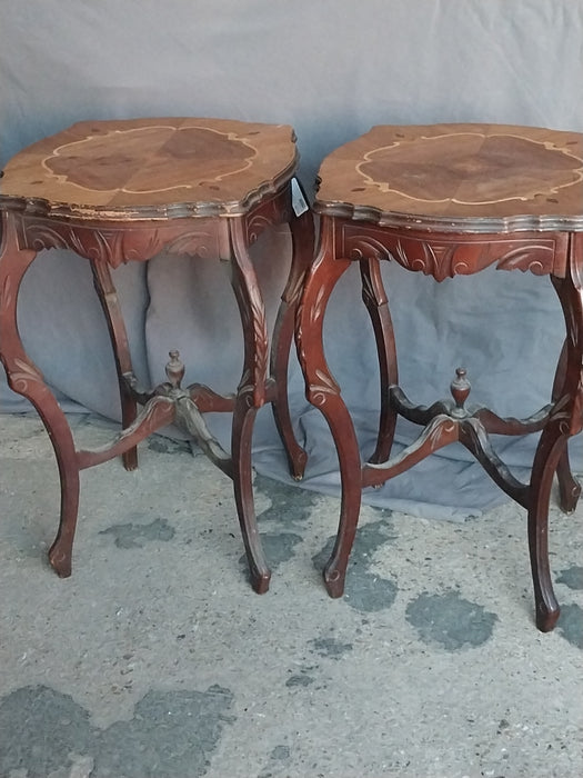 PAIR OF INLAID AMERICAN LOUIS XV STYLE TABLES