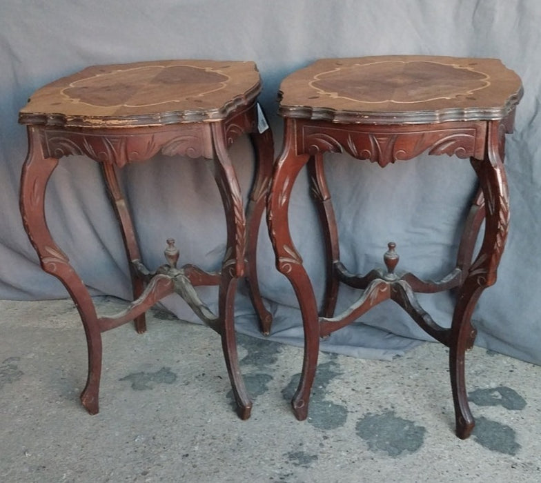 PAIR OF INLAID AMERICAN LOUIS XV STYLE TABLES