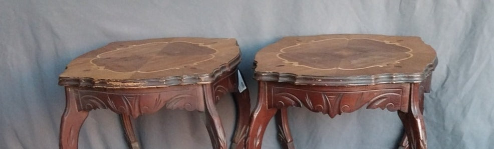 PAIR OF INLAID AMERICAN LOUIS XV STYLE TABLES