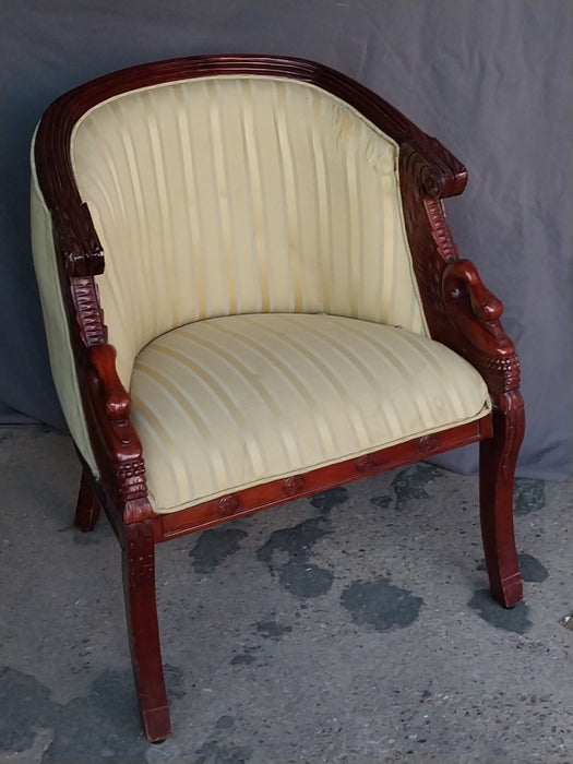 BARRELL CHAIR WITH SWAN ARMS-NOT OLD