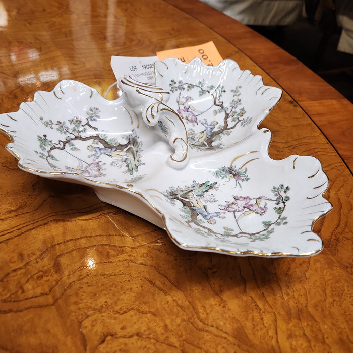 PORCELAIN HANDLED FANCY CANDY DISH