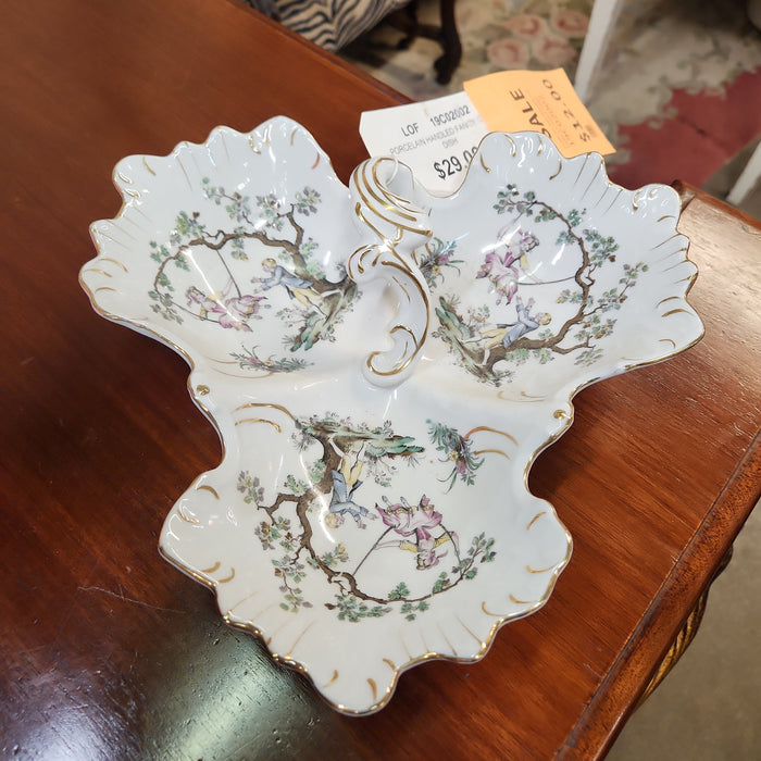 PORCELAIN HANDLED FANCY CANDY DISH