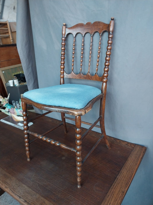 ENGLISH OAK BOBBIN LEG SIDE CHAIR AS FOUND