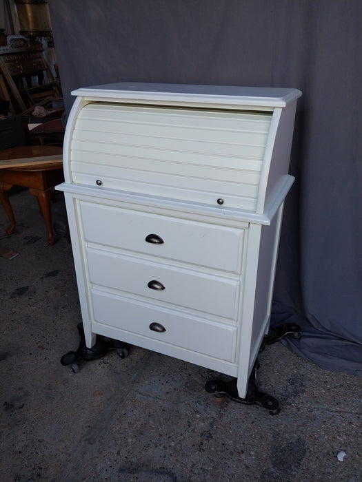 NOT OLD PAINTED 3 DRAWER CHEST WITH ROLL TOP