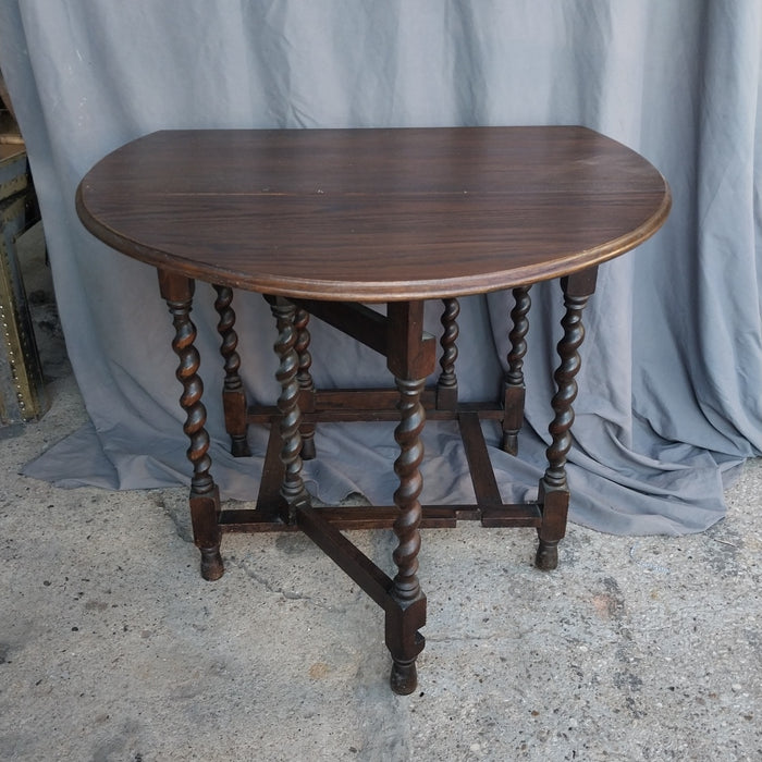 DARK OAK BARLEY TWIST DROPLEAF TABLE