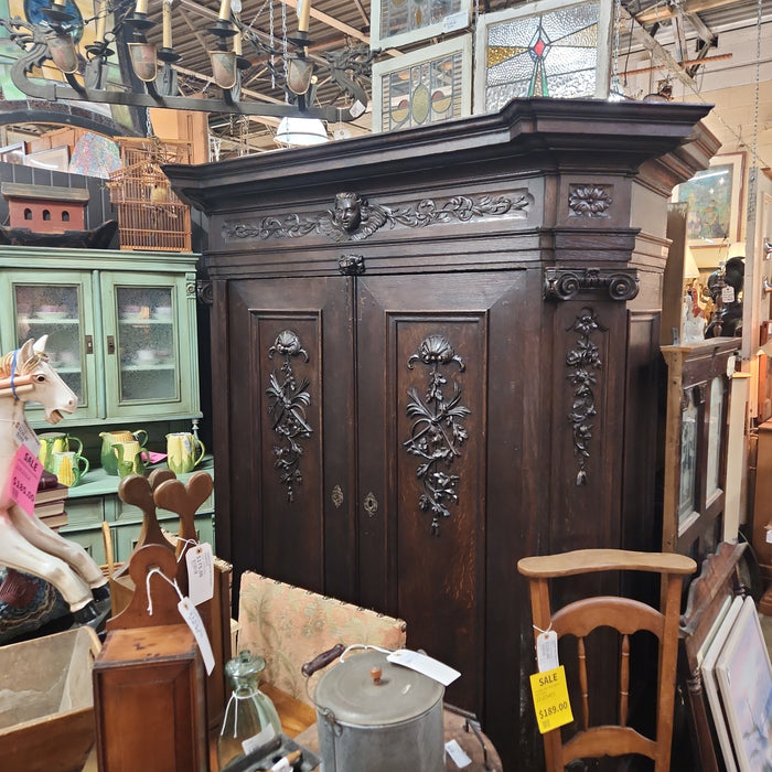 LARGE CANTED CORNER ANGEL ARMOIRE