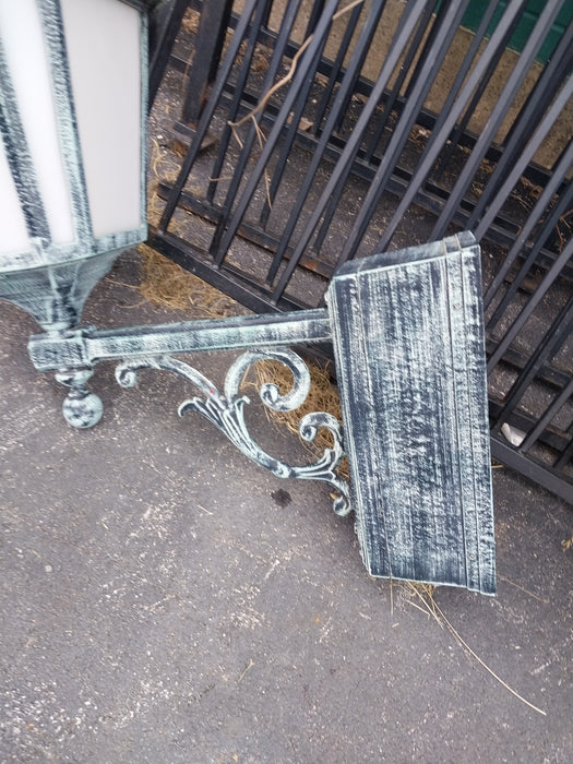 PAIR OF LARGE GREEN METAL EXTERIOR SCONCES