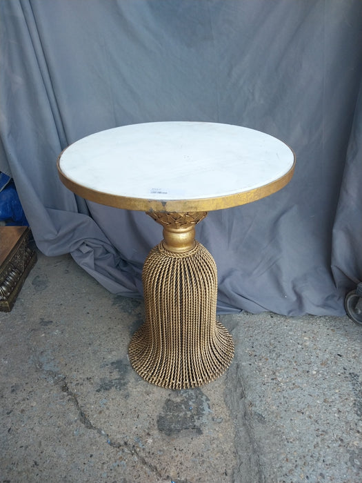 ROUND MARBLE TOP GOLD IRON TASSEL TABLE