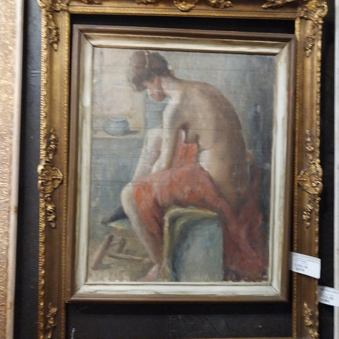 FRAMED OIL PAINTING OF A NUDE WOMAN