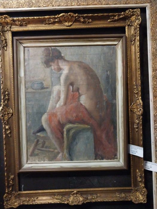 FRAMED OIL PAINTING OF A NUDE WOMAN