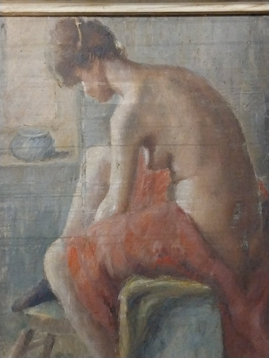 FRAMED OIL PAINTING OF A NUDE WOMAN