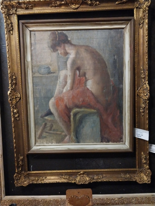 FRAMED OIL PAINTING OF A NUDE WOMAN