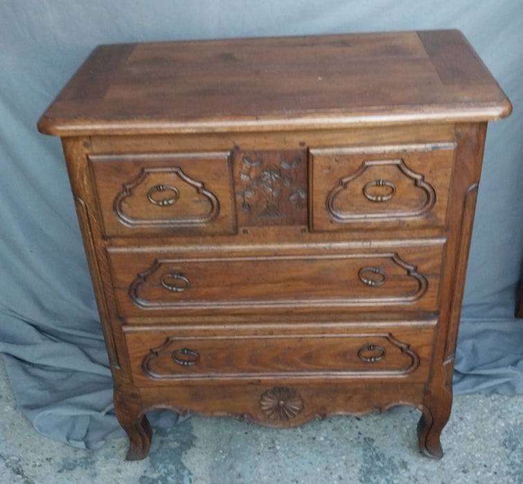LOUIS XV PEGGED OAK COMMODE