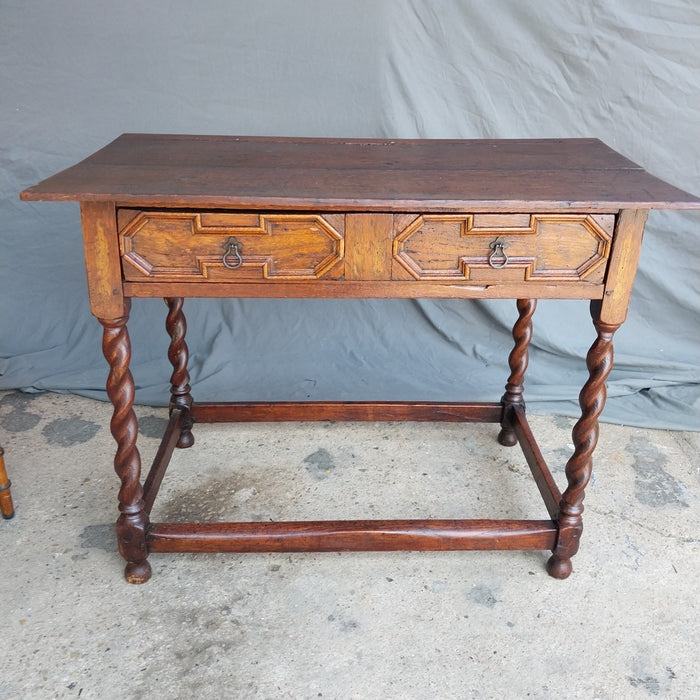 PERIOD OAK TUDOR LIBRARY TABLE WITH DRAWER