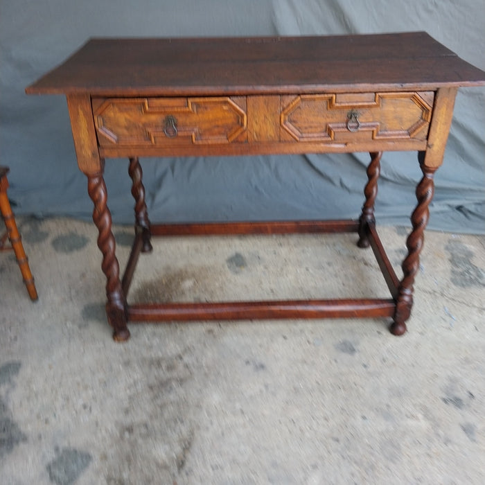 PERIOD OAK TUDOR LIBRARY TABLE WITH DRAWER