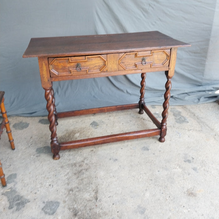 PERIOD OAK TUDOR LIBRARY TABLE WITH DRAWER