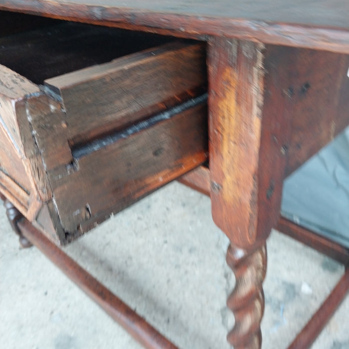 PERIOD OAK TUDOR LIBRARY TABLE WITH DRAWER