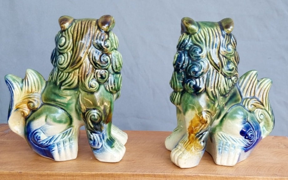 PAIR OF GLAZED FOO DOGS