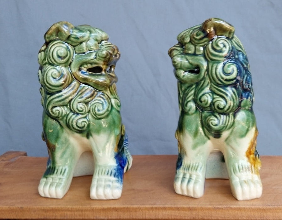 PAIR OF GLAZED FOO DOGS