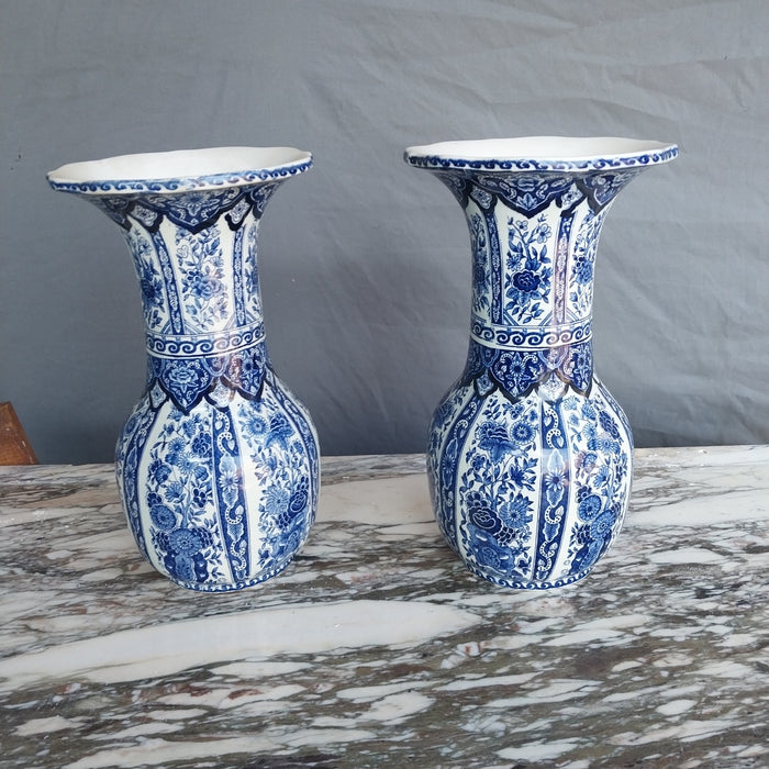 PAIR OF DELFT FLARED VASES