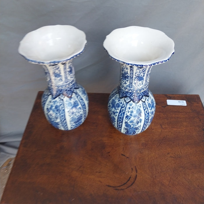 PAIR OF DELFT FLARED VASES