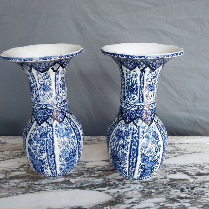 PAIR OF DELFT FLARED VASES