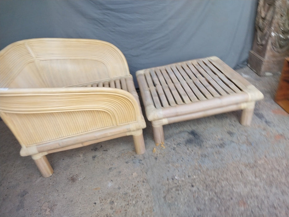 LARGE 2 PIECE BAMBOO CHAISE LOUNGE-NO CUSHION