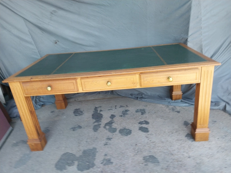 LARGE GREEN LEATHER TOP PARTNERS TABLE
