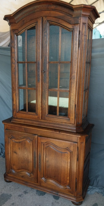 2 PIECE RUSTIC OAK ARCHED CABINET