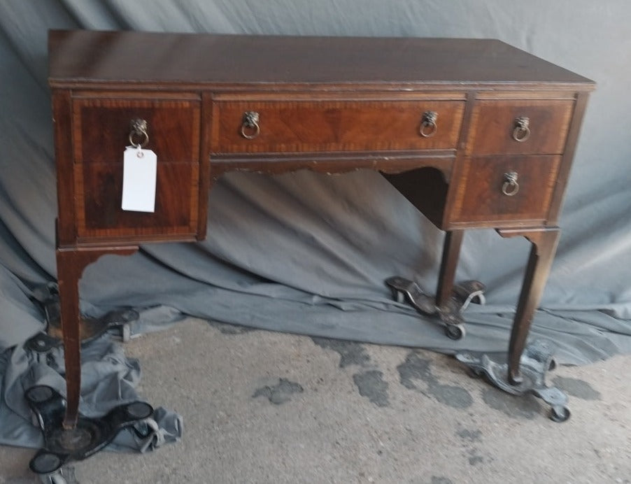 SMALL ENGLISH VANITY BASE WITH CROSS BANDING & CABRIOLE LEGS