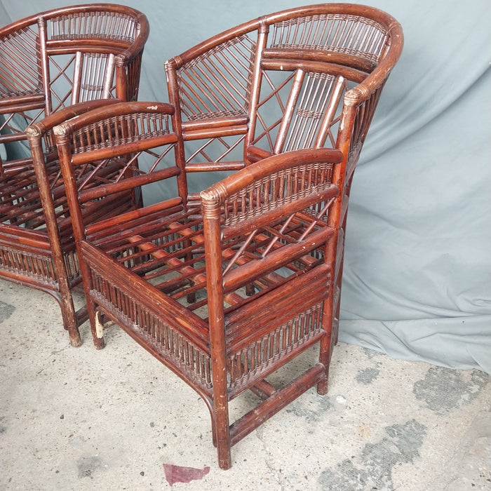 PAIR OF BAMBOO ARM CHAIRS